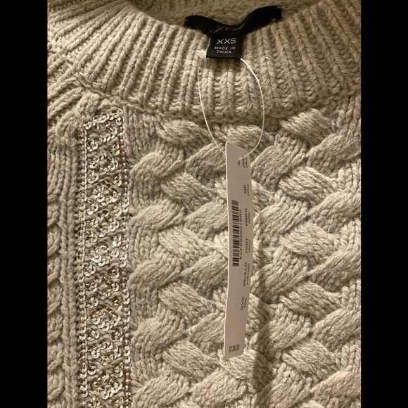 JCrew Women Sequin Cableknit Sweater XXS NWT - Picture 3 of 3